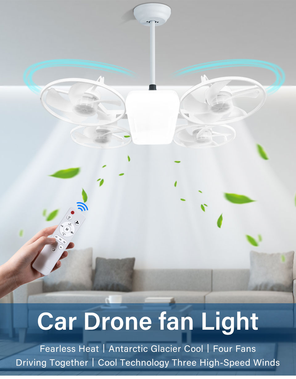 Ventilateur de Plafond Lumineux Design Drone E27 avec Télécommande - مروحة إضاءة ذكية بتصميم طائرة درون مع يد تحكم - 6
