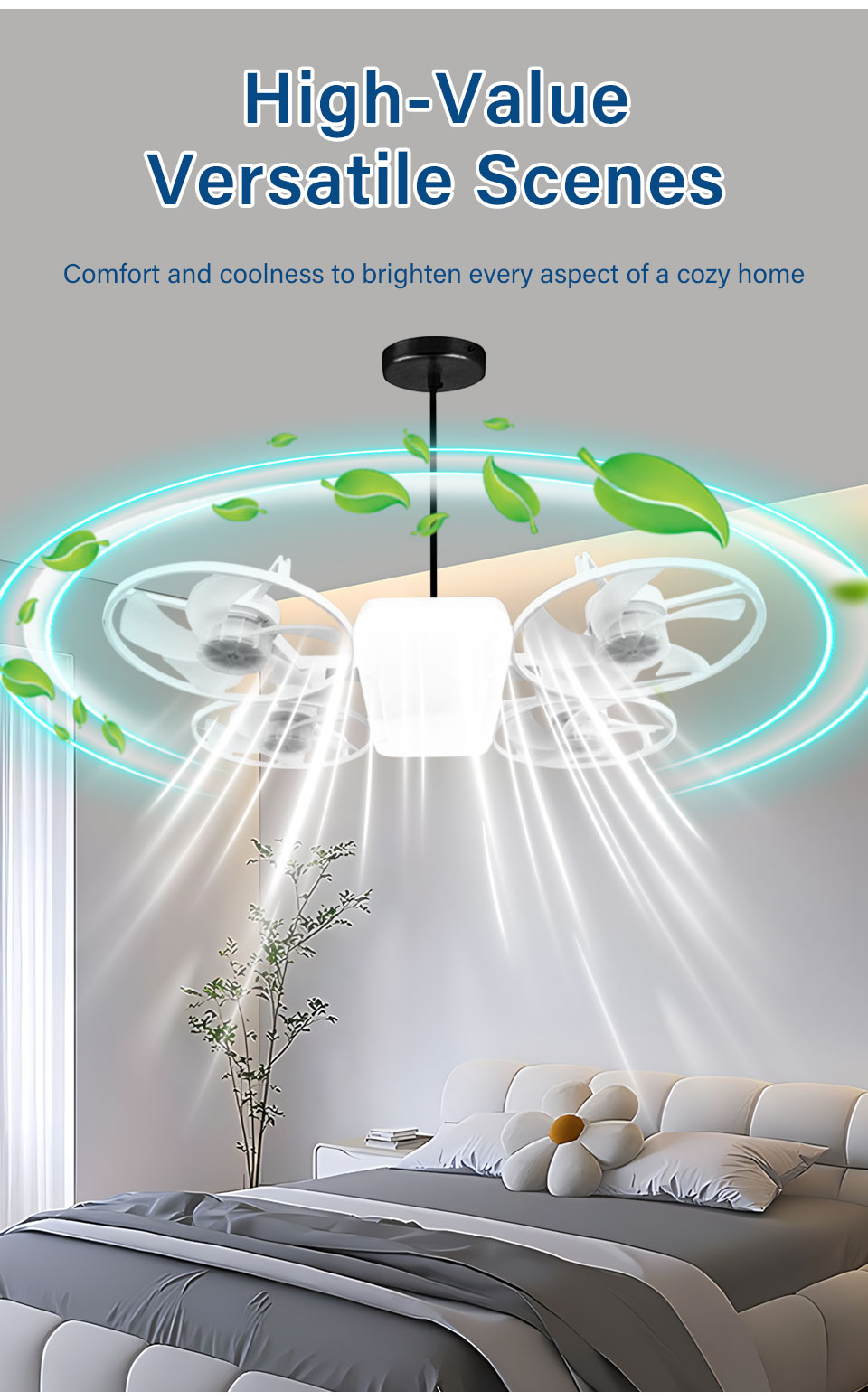 Ventilateur de Plafond Lumineux Design Drone E27 avec Télécommande - مروحة إضاءة ذكية بتصميم طائرة درون مع يد تحكم - 8