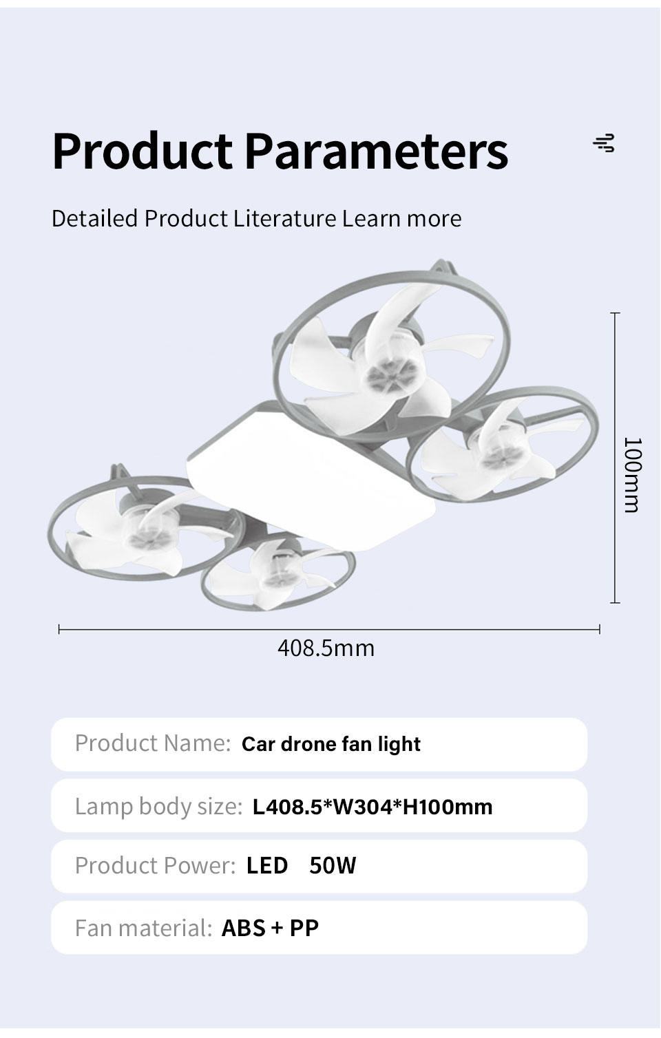 Ventilateur de Plafond Lumineux Design Drone E27 avec Télécommande - مروحة إضاءة ذكية بتصميم طائرة درون مع يد تحكم - 11