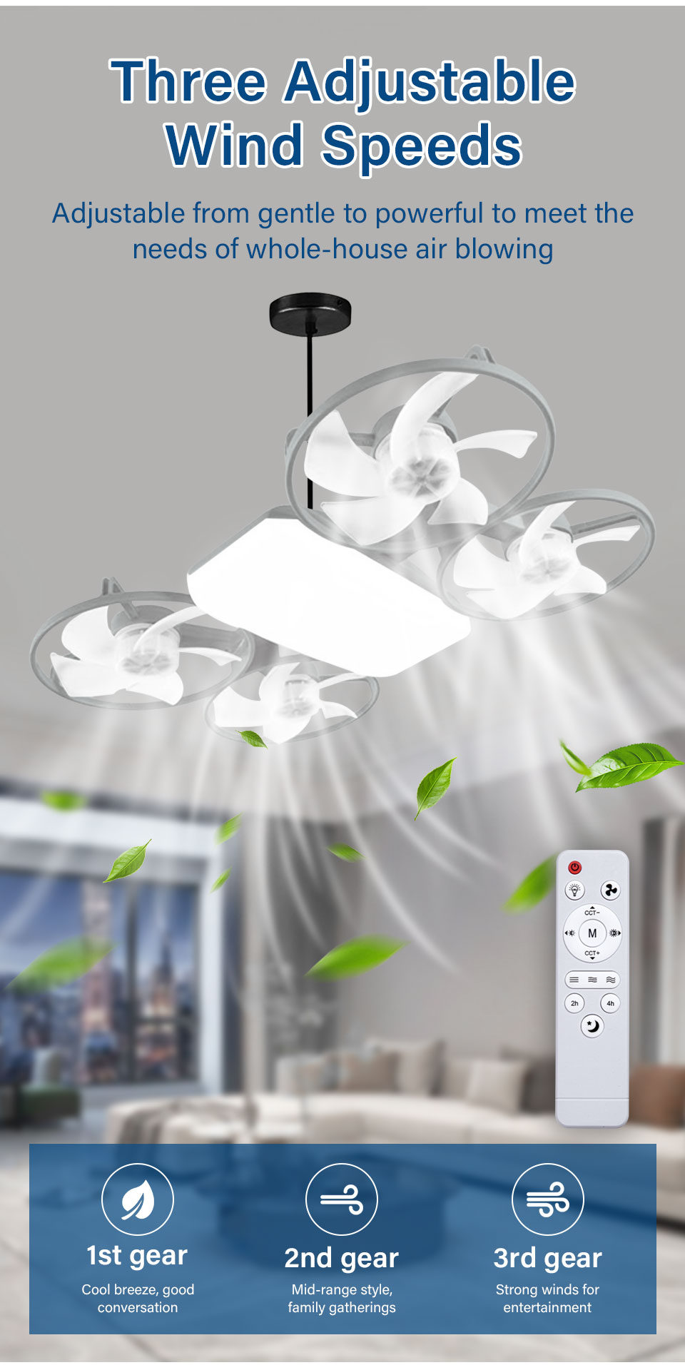 Ventilateur de Plafond Lumineux Design Drone E27 avec Télécommande - مروحة إضاءة ذكية بتصميم طائرة درون مع يد تحكم - 14