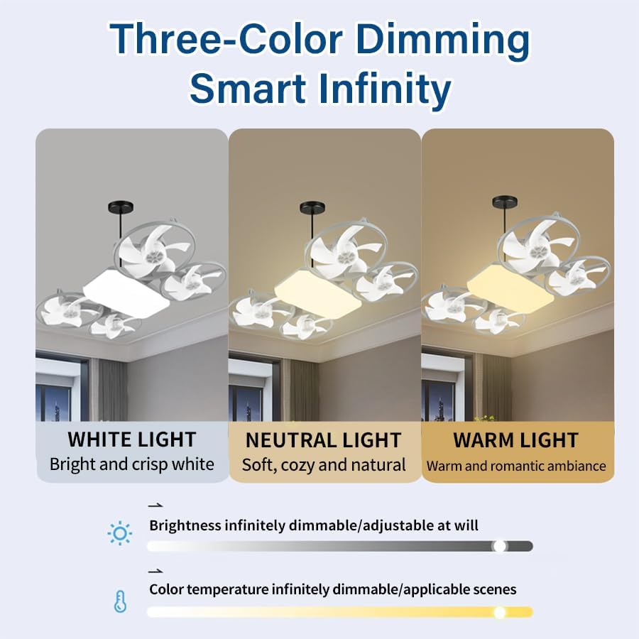 Ventilateur de Plafond Lumineux Design Drone E27 avec Télécommande - مروحة إضاءة ذكية بتصميم طائرة درون مع يد تحكم 4