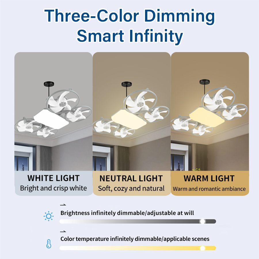 Ventilateur de Plafond Lumineux Design Drone E27 avec Télécommande - مروحة إضاءة ذكية بتصميم طائرة درون مع يد تحكم 8