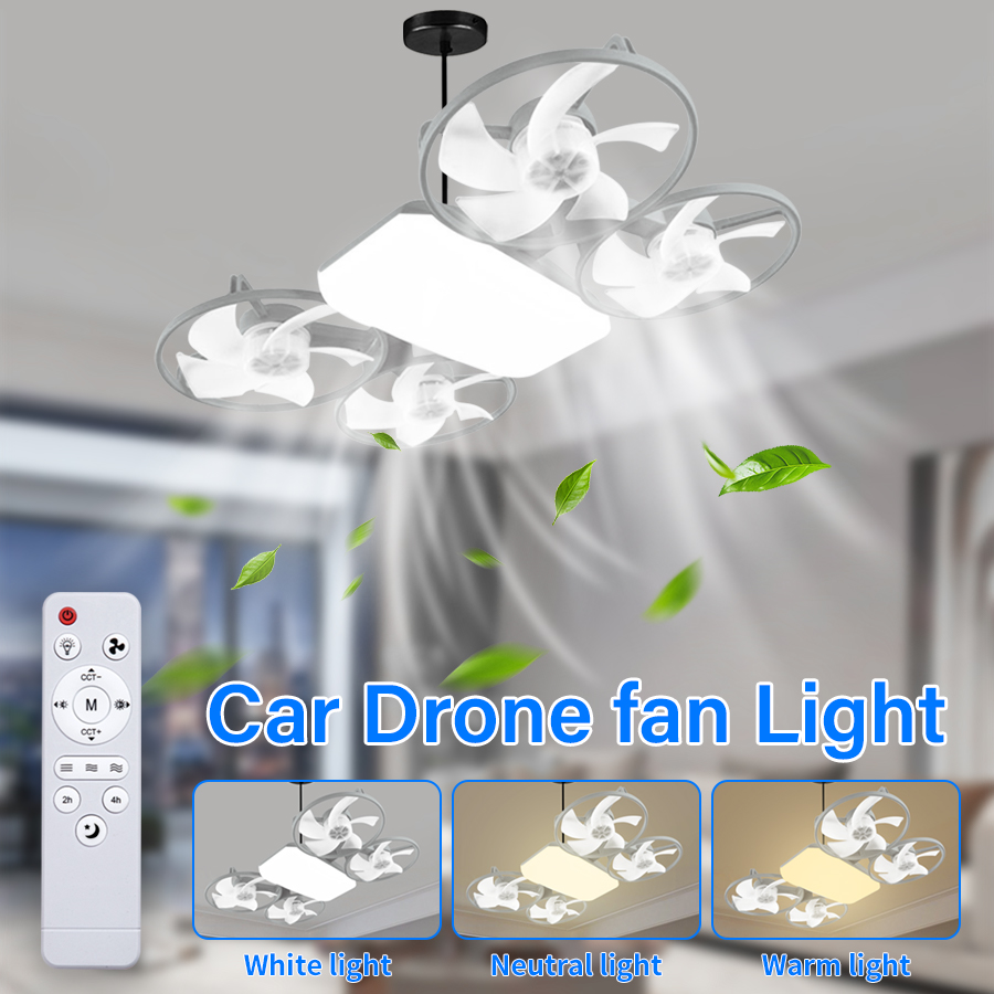 Ventilateur de Plafond Lumineux Design Drone E27 avec Télécommande - مروحة إضاءة ذكية بتصميم طائرة درون مع يد تحكم 2