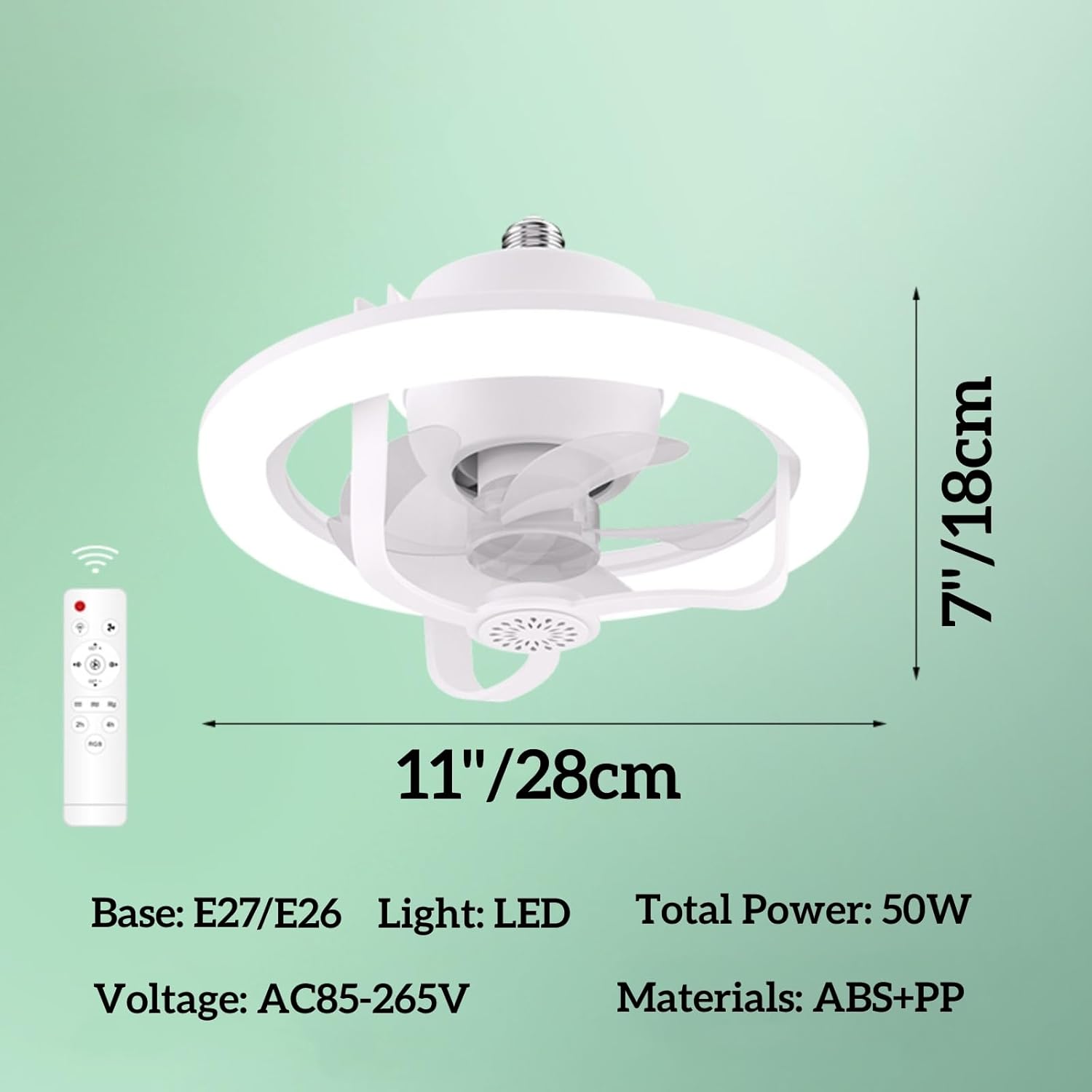 Ventilateur de Plafond Lumineux E27 avec Éclairage RGB et Télécommande - مروحة السقف الذكية إضاءة ملونة مع ريموت 4