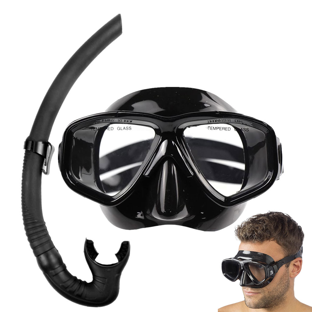 Kit de Snorkeling Masque en Verre Trempé Anti-Fuite et Tuba Flexible Grand Diamètre - طقم قناع الغوص أنبوب تنفس مرن 1