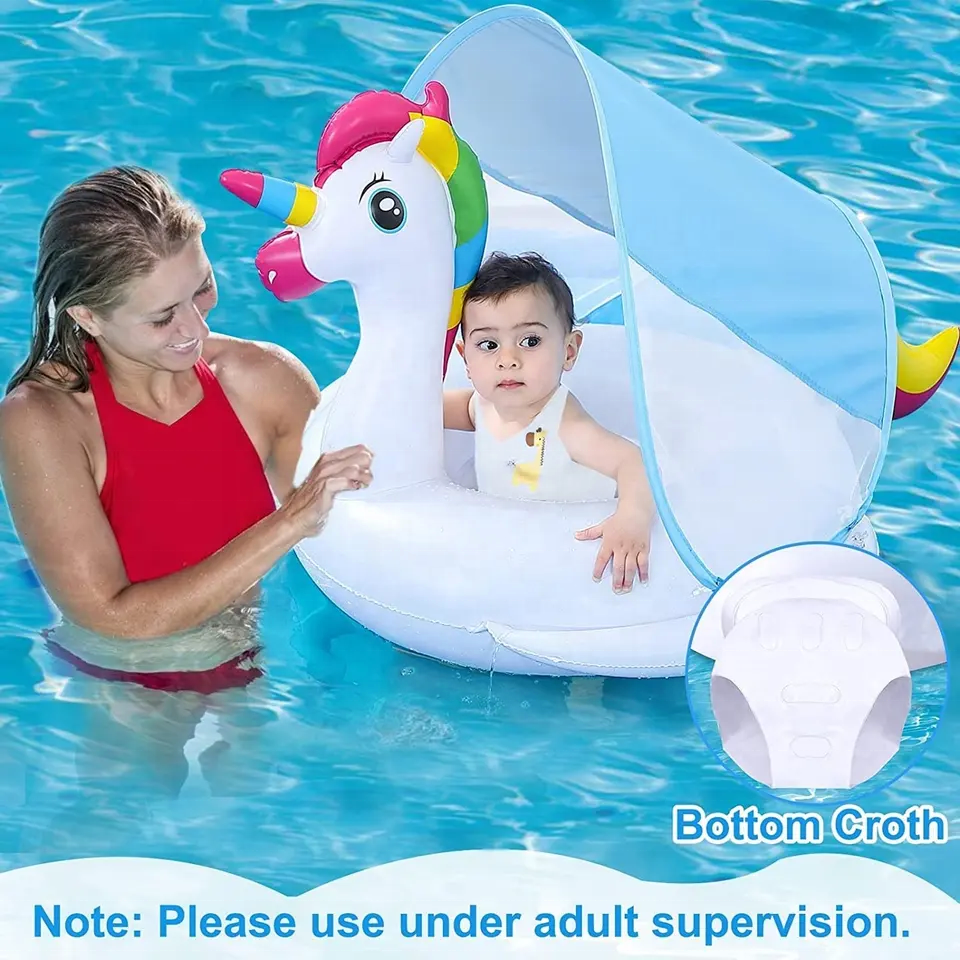Bouée Flotteur Licorne pour Bébé avec Parasol Anti-UV - عوامة المسبح للأطفال بتصميم وحيد القرن مع مظلة حماية 5