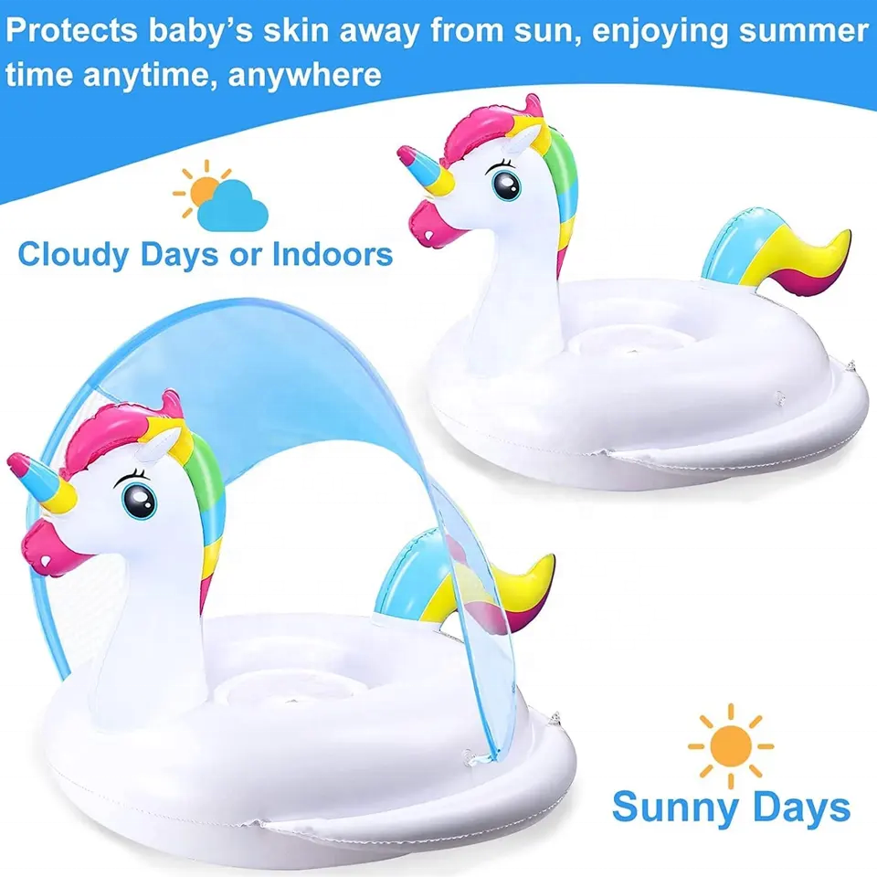 Bouée Flotteur Licorne pour Bébé avec Parasol Anti-UV - عوامة المسبح للأطفال بتصميم وحيد القرن مع مظلة حماية 6