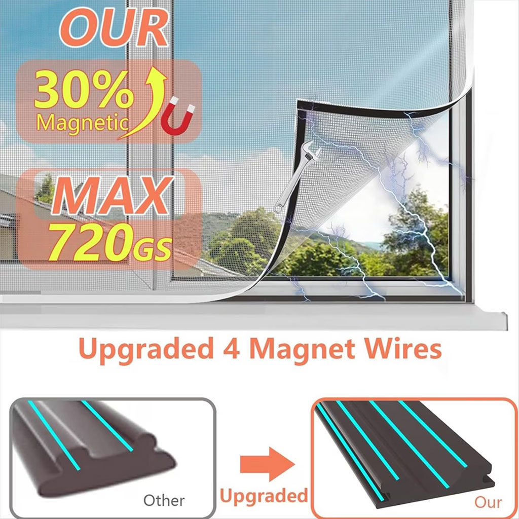 Moustiquaire Magnétique Ajustable pour Fenêtres en Maille Nano-Diamant - شبك النوافذ المغناطيسي المقاوم للتمزق والحرائق 12