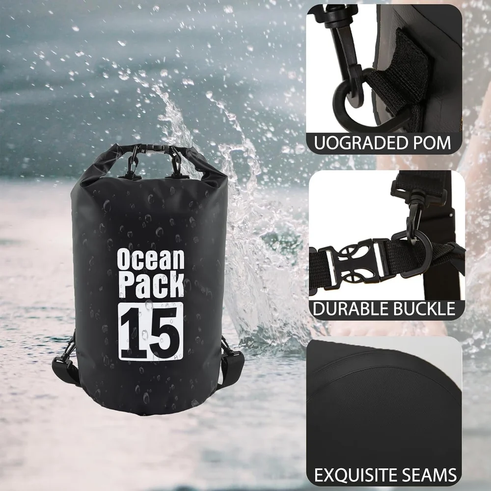 Sac Étanche Ocean Pack Dry Bag 15L Haute Résistance avec Double Bretelles - حقيبة مقاومة للماء بالكامل بسعة 15 لتر - 4