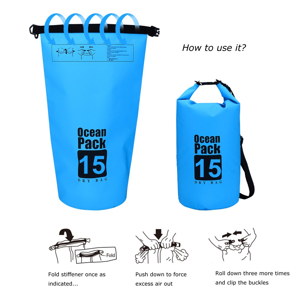 Sac Étanche Ocean Pack Dry Bag 15L Haute Résistance avec Double Bretelles - حقيبة مقاومة للماء بالكامل بسعة 15 لتر - 7