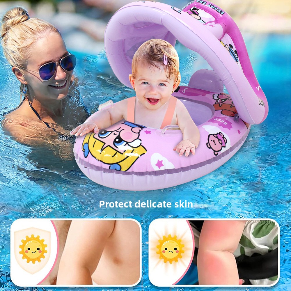 Bouée de natation gonflable pour bébé avec toit V2 - عوامة أطفال مع مظلة - 2