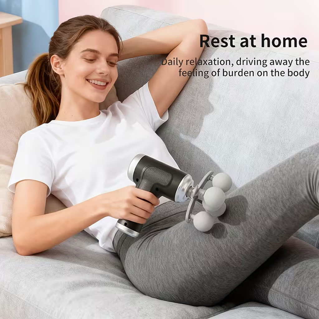Pistolet de Massage Professionnel avec 9 Têtes Interchangeables pour Relaxation Totale - جهاز تدليك الجسم الاحترافي بـ 9 رؤوس لتدليك الأنسجة العميقة - 9