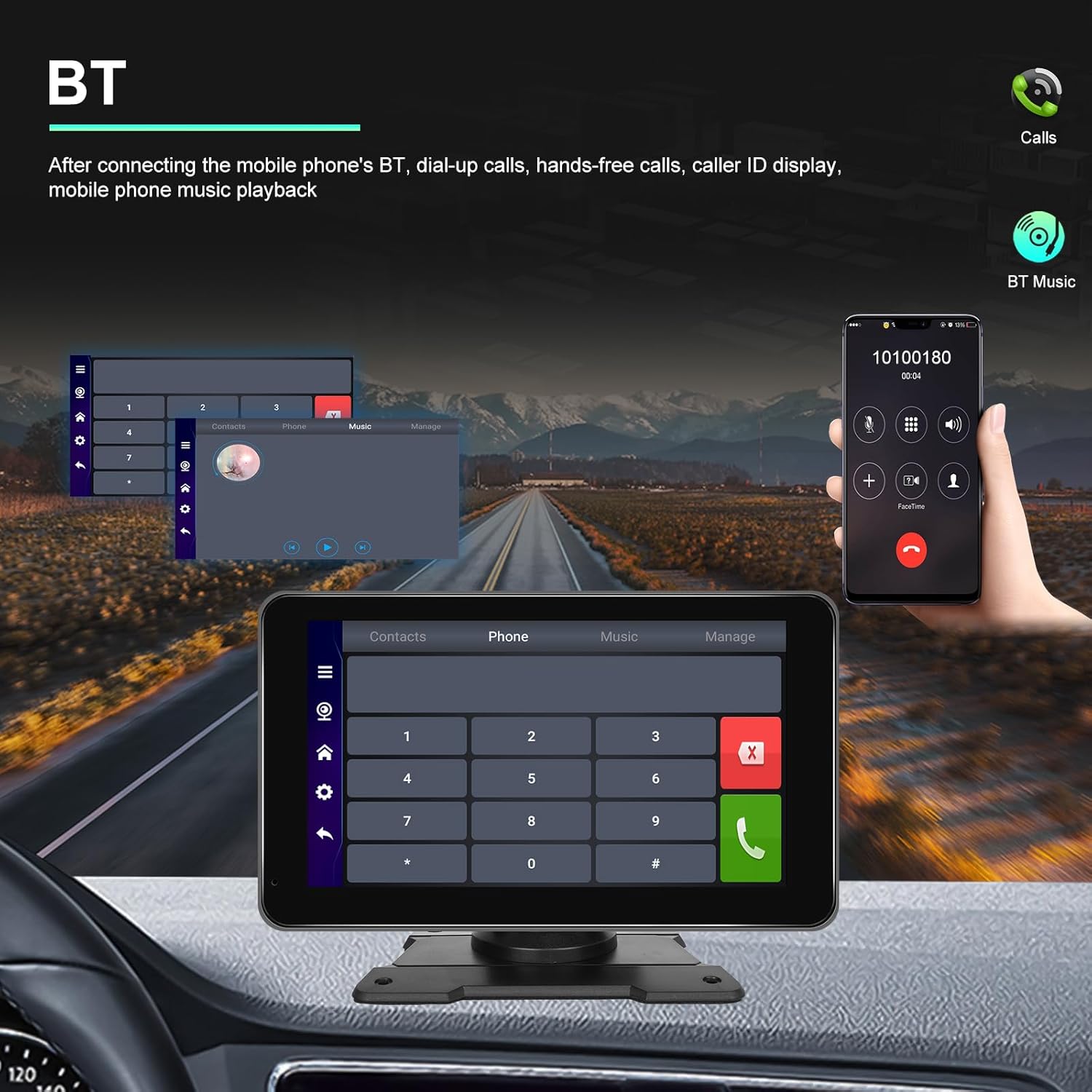 Écran Autoradio Portable 7P Tactile - CarPlay et Android Auto - شاشة السيارة الذكية المحمولة 7 بوصة تدعم كربلاي وأندرويد أوتو - 3