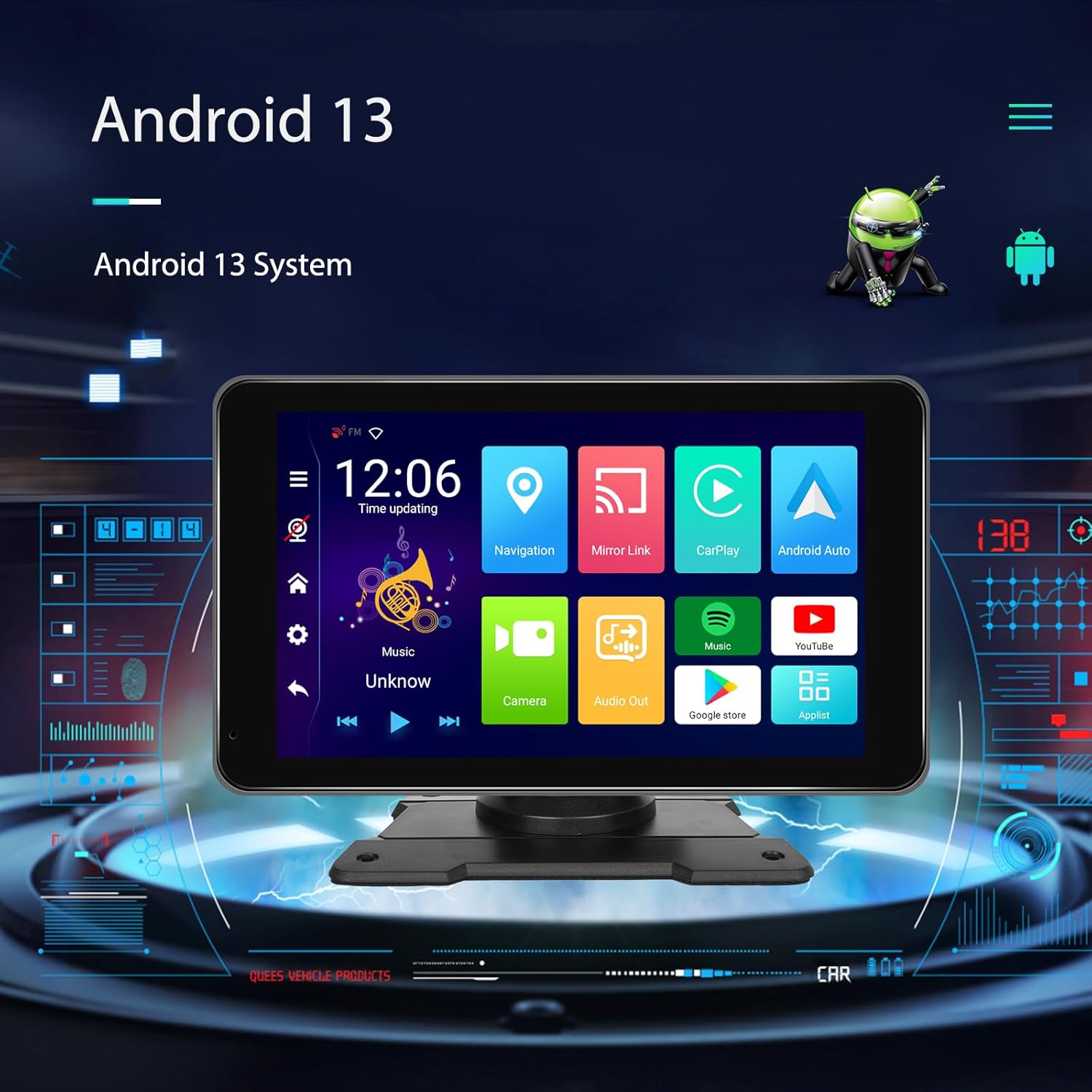 Écran Autoradio Portable 7P Tactile - CarPlay et Android Auto - شاشة السيارة الذكية المحمولة 7 بوصة تدعم كربلاي وأندرويد أوتو - 5