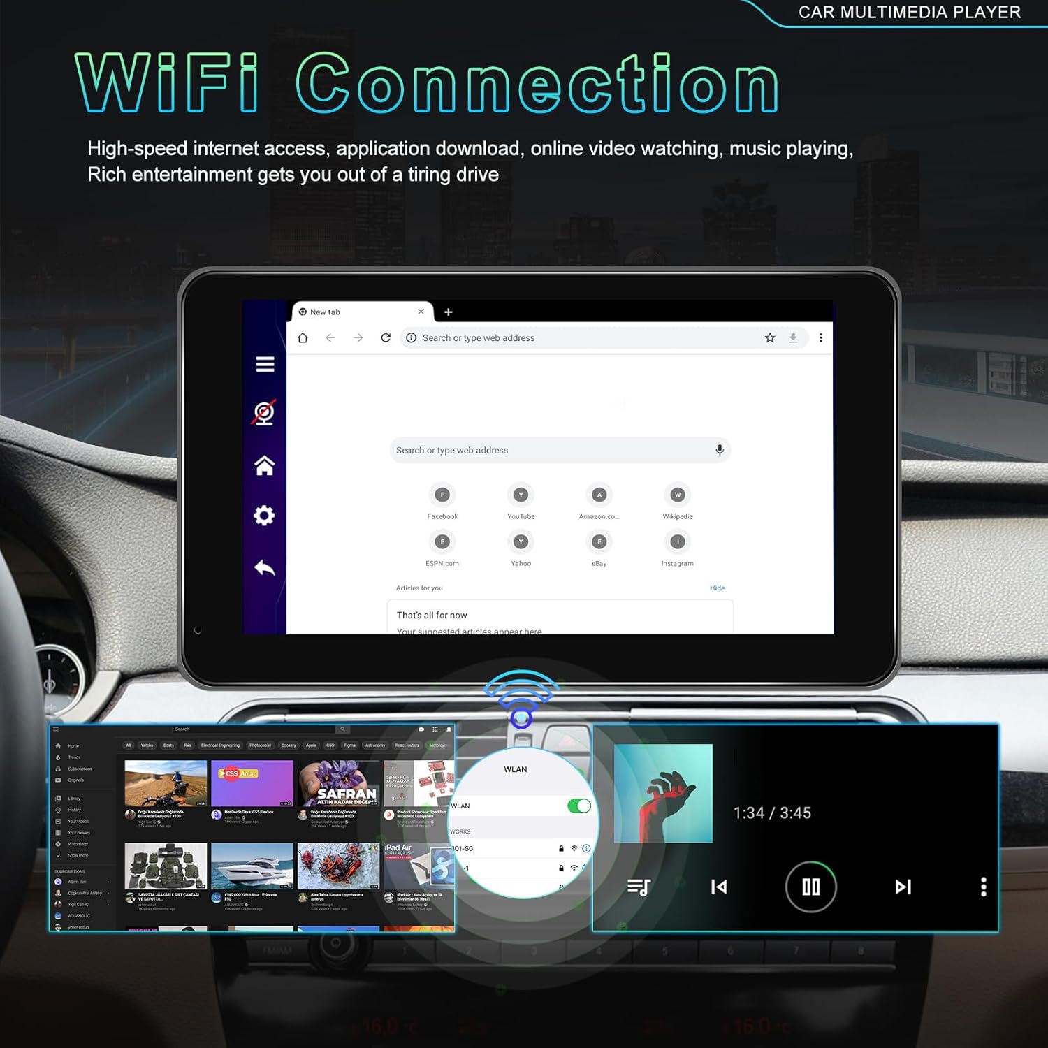 Écran Autoradio Portable 7P Tactile - CarPlay et Android Auto - شاشة السيارة الذكية المحمولة 7 بوصة تدعم كربلاي وأندرويد أوتو 5