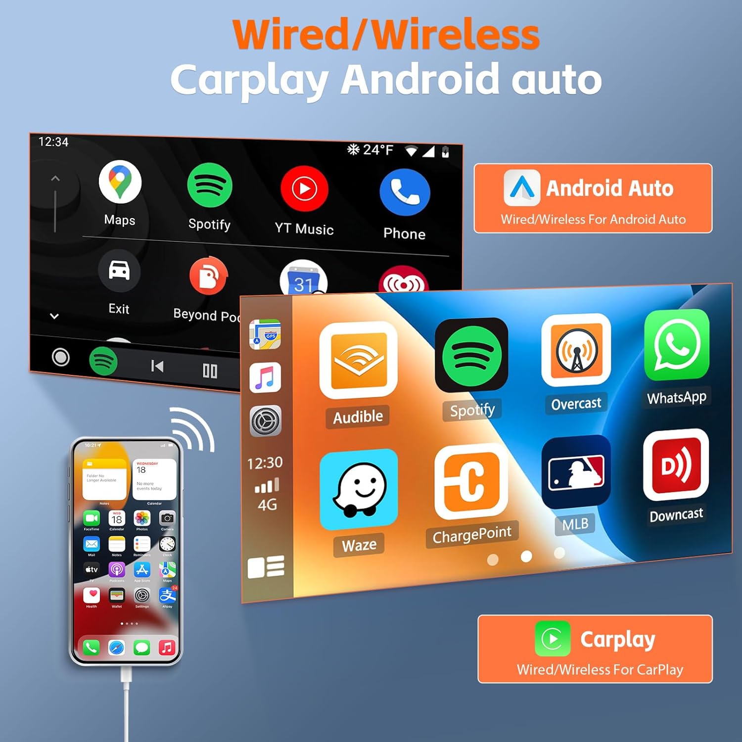 Écran Autoradio Portable 7P Tactile - CarPlay et Android Auto - شاشة السيارة الذكية المحمولة 7 بوصة تدعم كربلاي وأندرويد أوتو 4