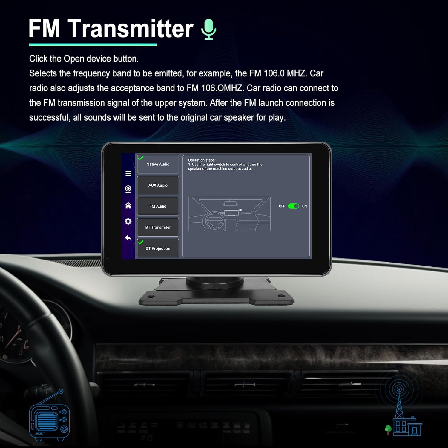 Écran Autoradio Portable 7P Tactile - CarPlay et Android Auto - شاشة السيارة الذكية المحمولة 7 بوصة تدعم كربلاي وأندرويد أوتو 9