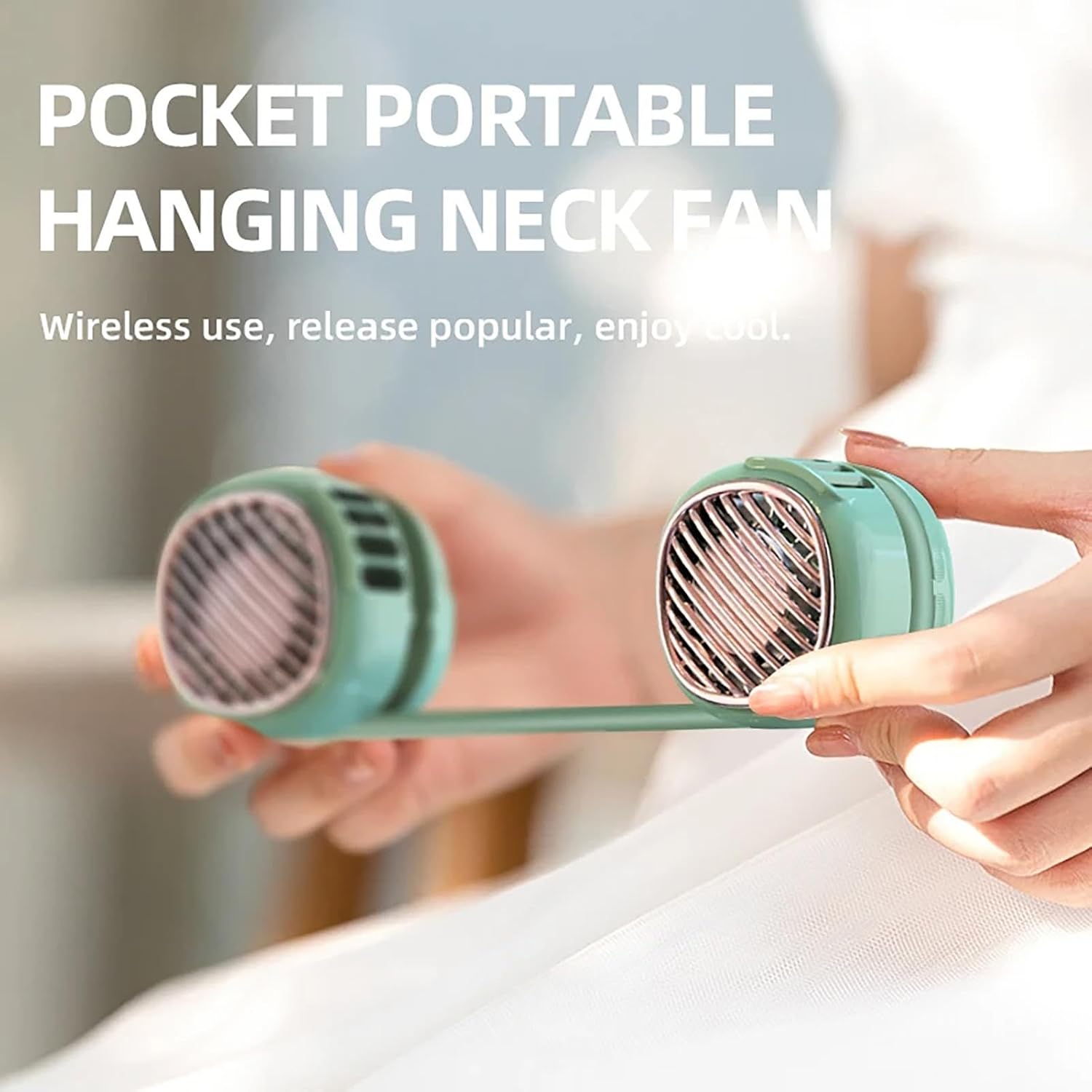 Ventilateur de Cou Portable Pliable - Design Macaron Écran LED et Rechargeable USB-C - مروحة الرقبة المحمولة والذكية القابلة للطي بـ 5 سرعات وشاشة - 4