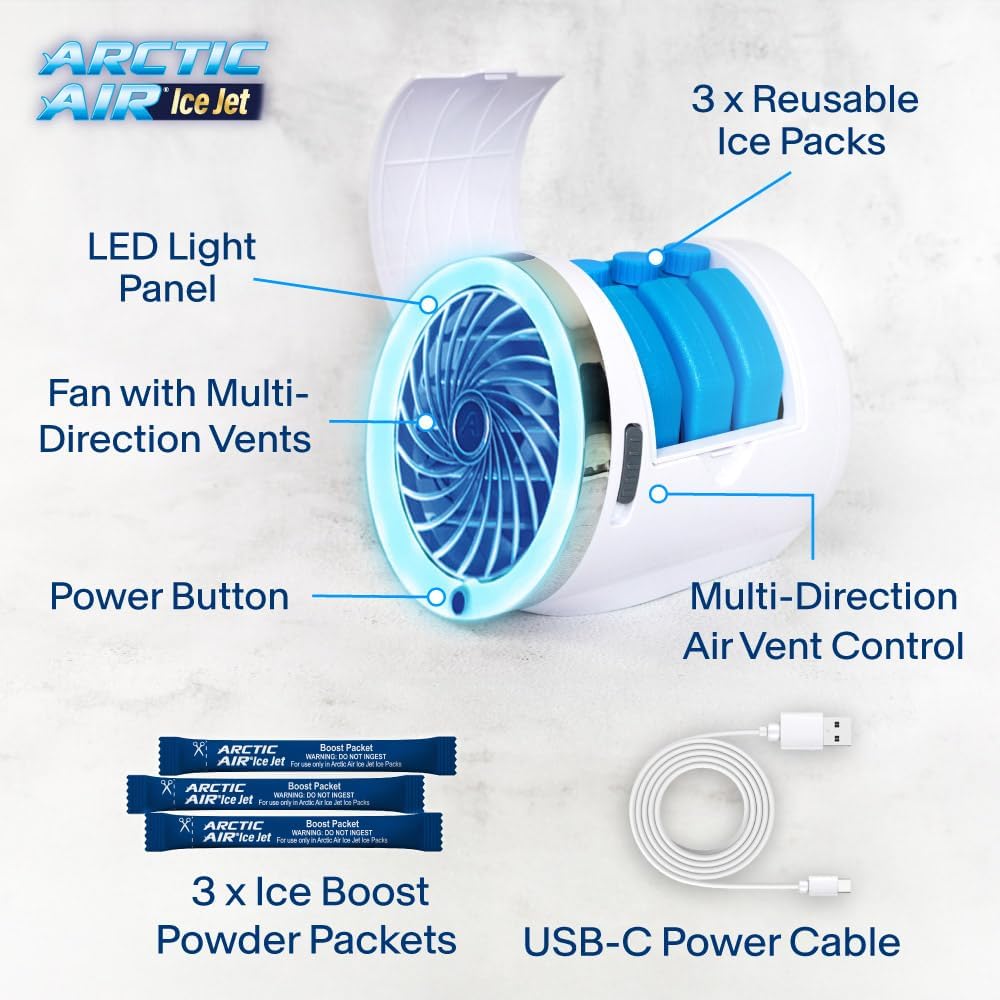 Mini Climatiseur Portable à Glace Technologie Jet Fan, 3 Vitesses et Éclairage LED - مبرد الهواء والثلج المدمج بـ 3 سرعات وإضاءة ملونة - 5