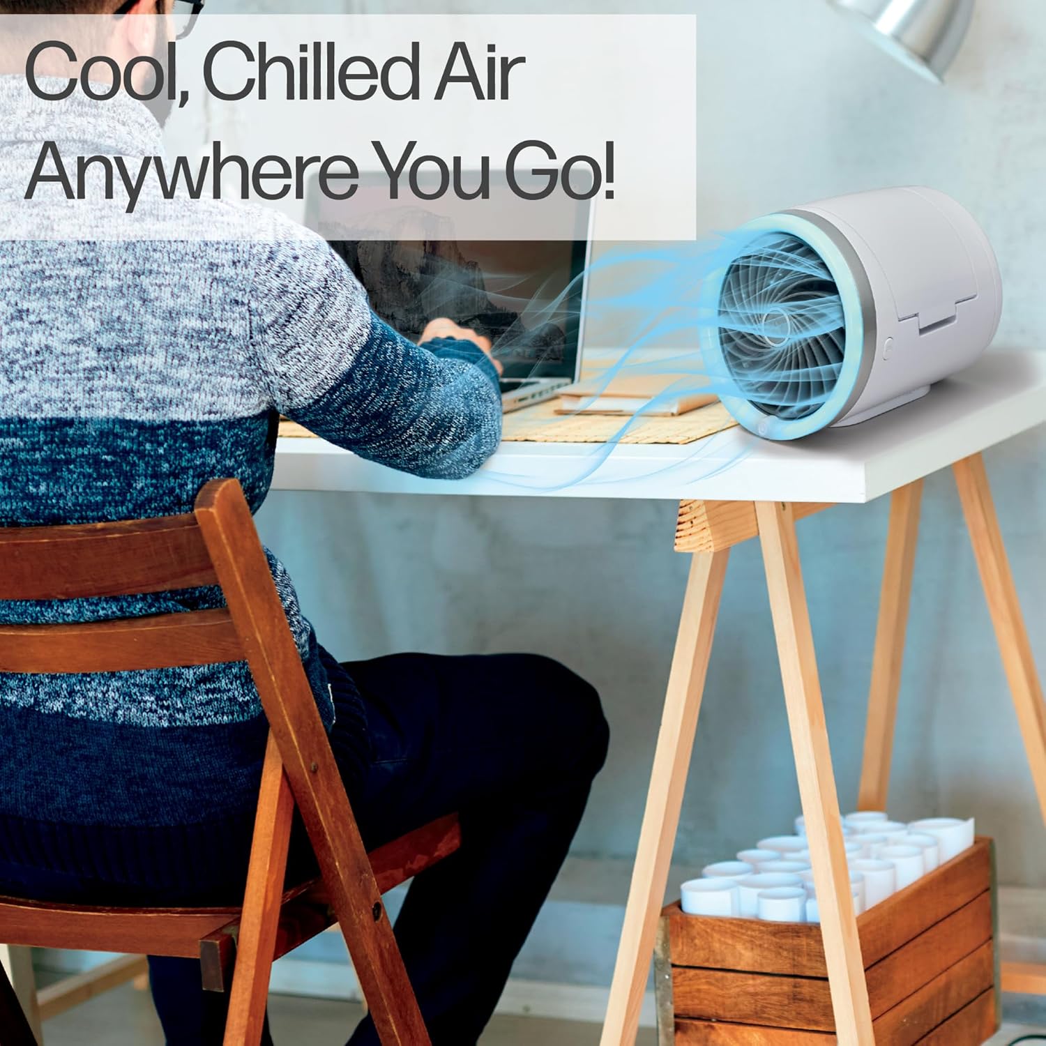 Mini Climatiseur Portable à Glace Technologie Jet Fan, 3 Vitesses et Éclairage LED - مبرد الهواء والثلج المدمج بـ 3 سرعات وإضاءة ملونة - 9