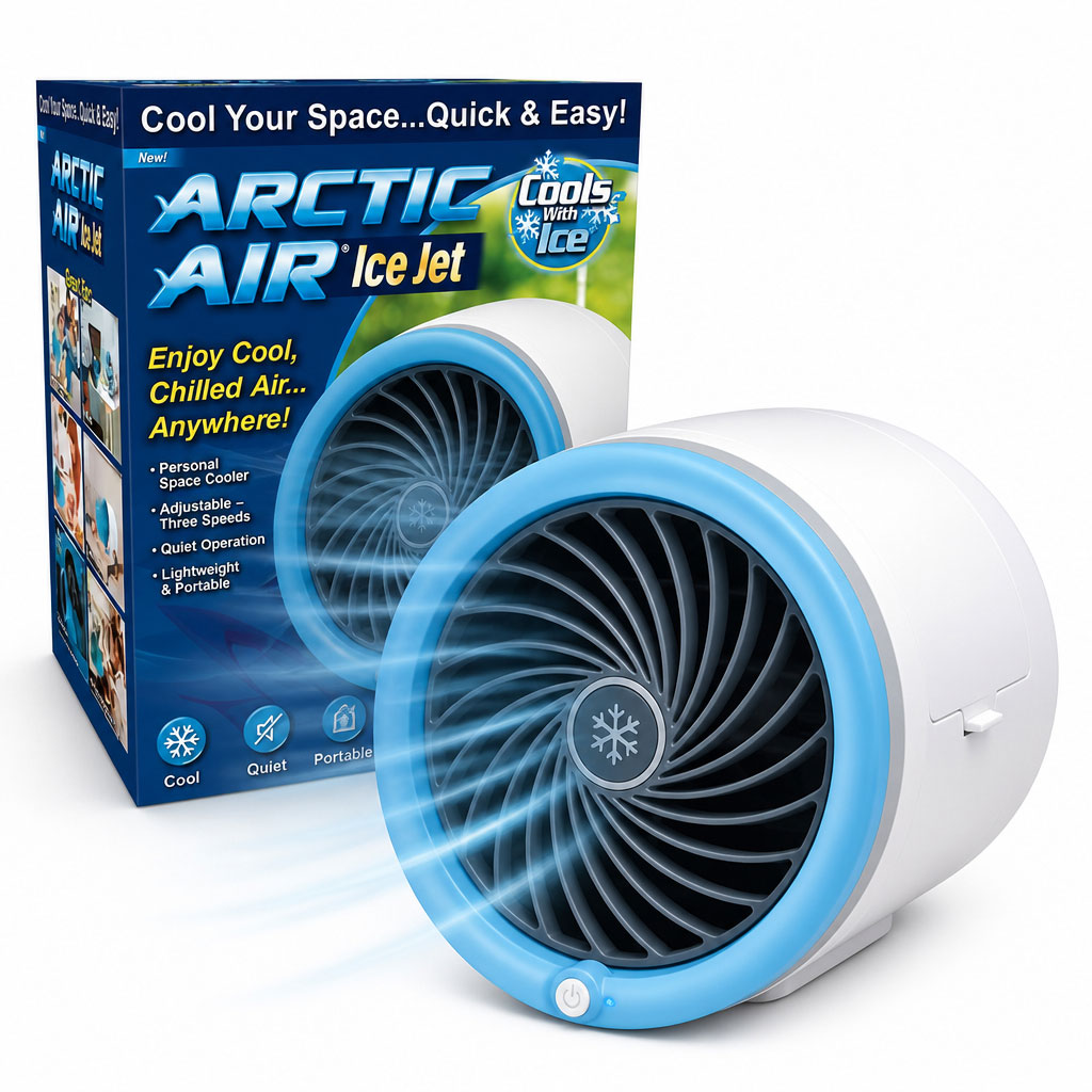 Mini Climatiseur Portable à Glace Technologie Jet Fan, 3 Vitesses et Éclairage LED - مبرد الهواء والثلج المدمج بـ 3 سرعات وإضاءة ملونة 2