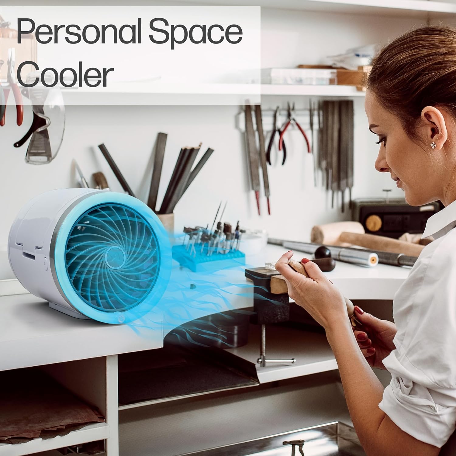 Mini Climatiseur Portable à Glace Technologie Jet Fan, 3 Vitesses et Éclairage LED - مبرد الهواء والثلج المدمج بـ 3 سرعات وإضاءة ملونة 12