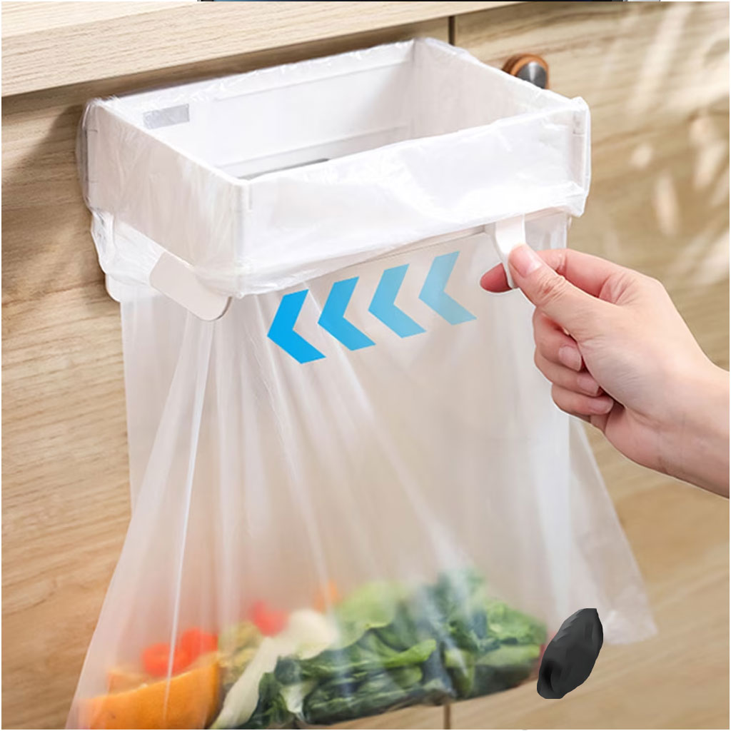 Support de Sac Poubelle Mural et Pliable Fixation Autocollante sans Perçage - حامل وموزع أكياس القمامة الجداري 2