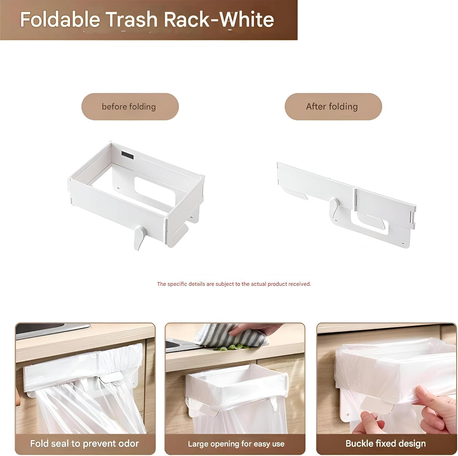 Support de Sac Poubelle Mural et Pliable Fixation Autocollante sans Perçage - حامل وموزع أكياس القمامة الجداري - 9