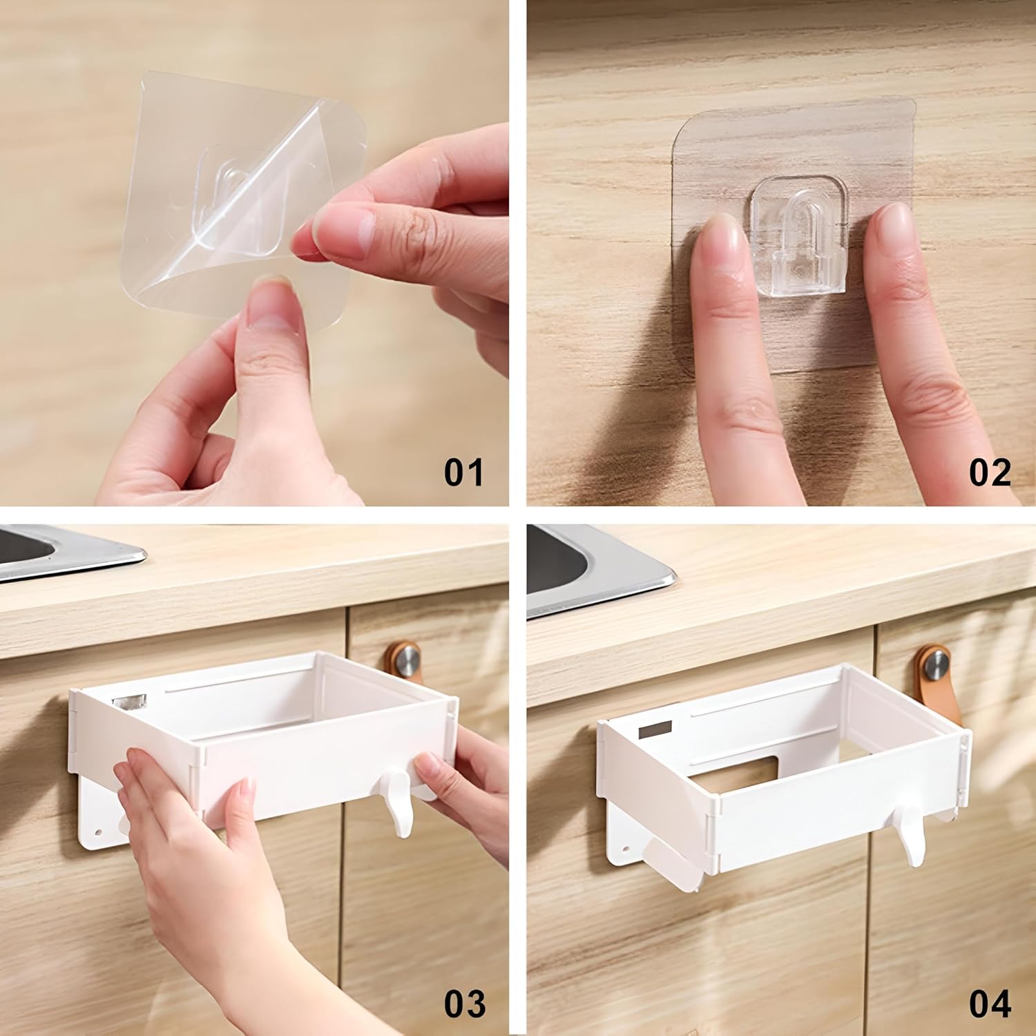 Support de Sac Poubelle Mural et Pliable Fixation Autocollante sans Perçage - حامل وموزع أكياس القمامة الجداري 5