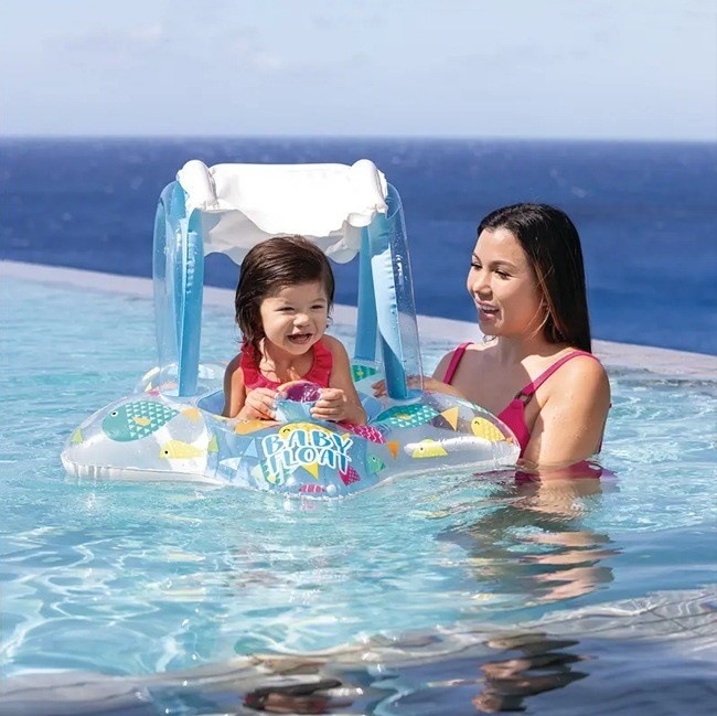 Bouée Siège Gonflable pour Bébé avec Parasol Anti-UV - Design Voiture INTEX 56573NP - عوامة السباحة المنفوخة للأطفال والرضع مع مظلة واقية من الشمس - 4