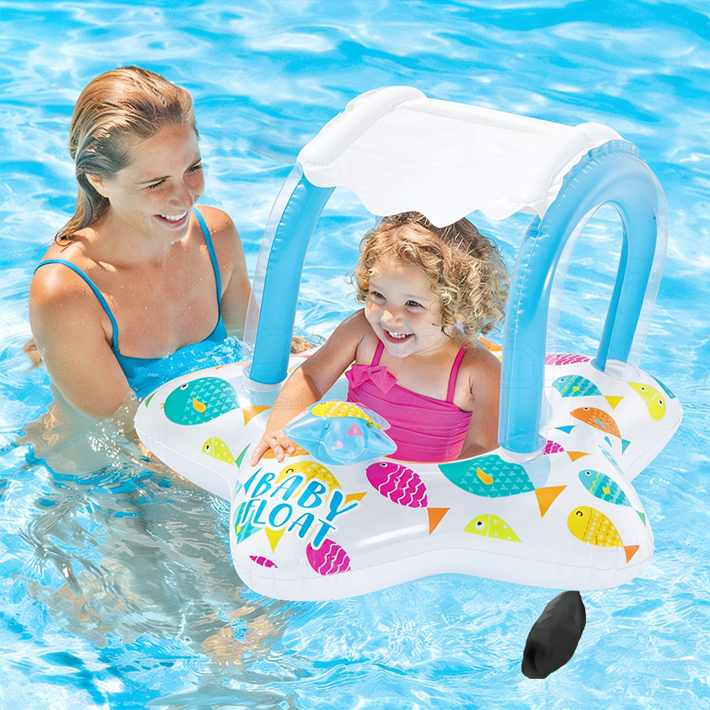Bouée Siège Gonflable pour Bébé avec Parasol Anti-UV - Design Voiture INTEX 56573NP - عوامة السباحة المنفوخة للأطفال والرضع مع مظلة واقية من الشمس 1