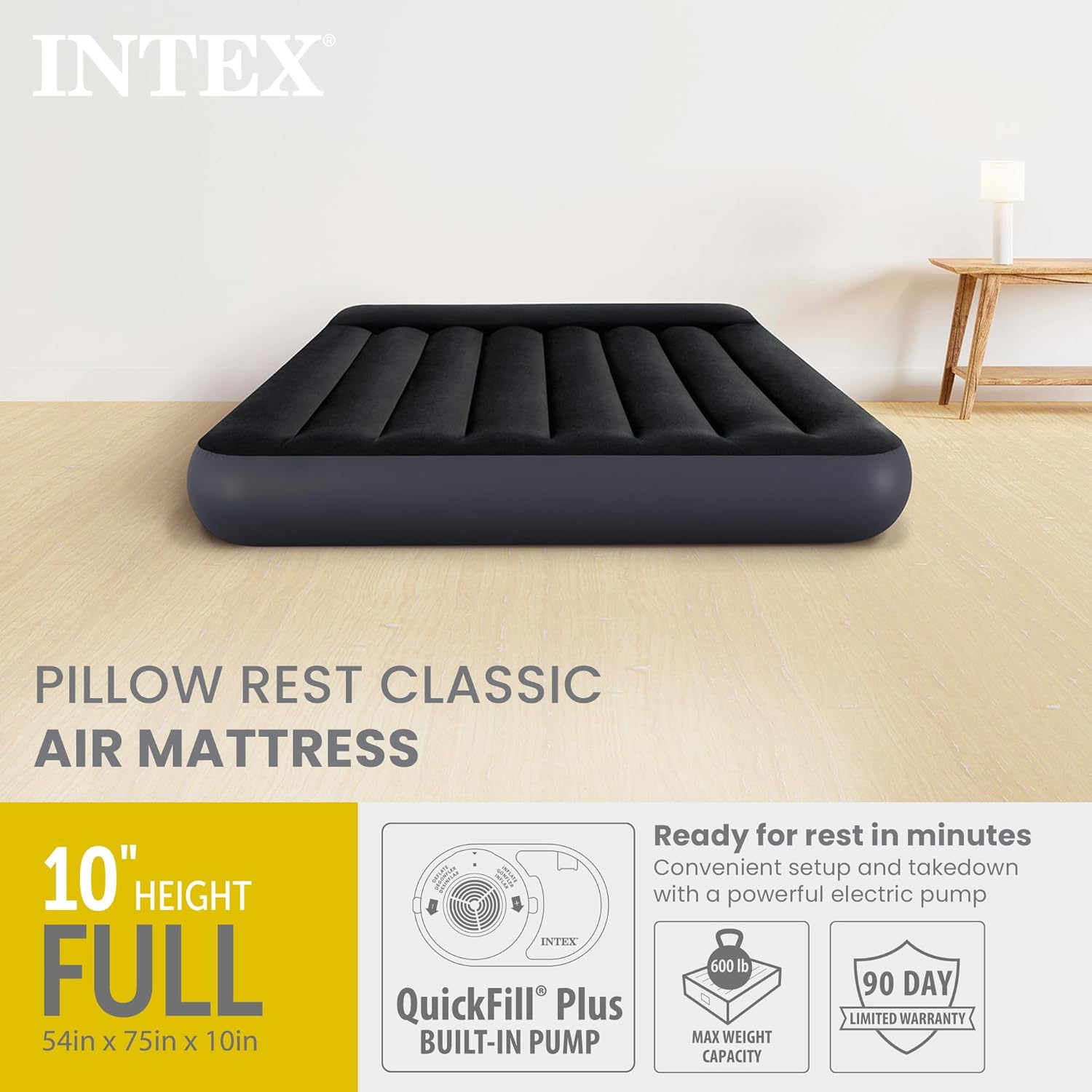Matelas Gonflable 2 Places XXL avec Pompe Électrique USB INTEX 66129CC 203x183cm - فرشة الهواء المنفوخ لشخصين مع مضخة ذكية - 3