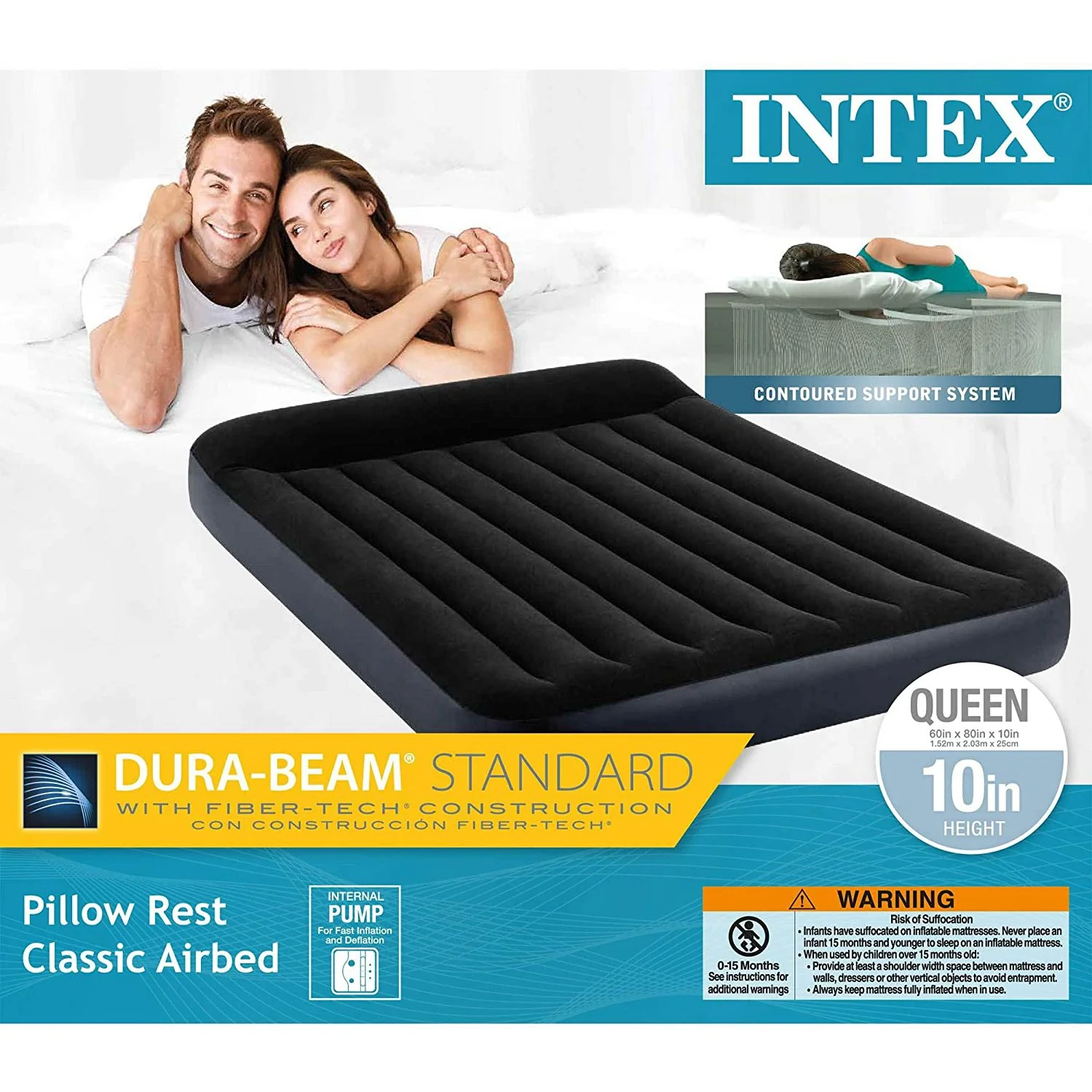 Matelas Gonflable 2 Places XXL avec Pompe Électrique USB INTEX 66129CC 203x183cm - فرشة الهواء المنفوخ لشخصين مع مضخة ذكية 6