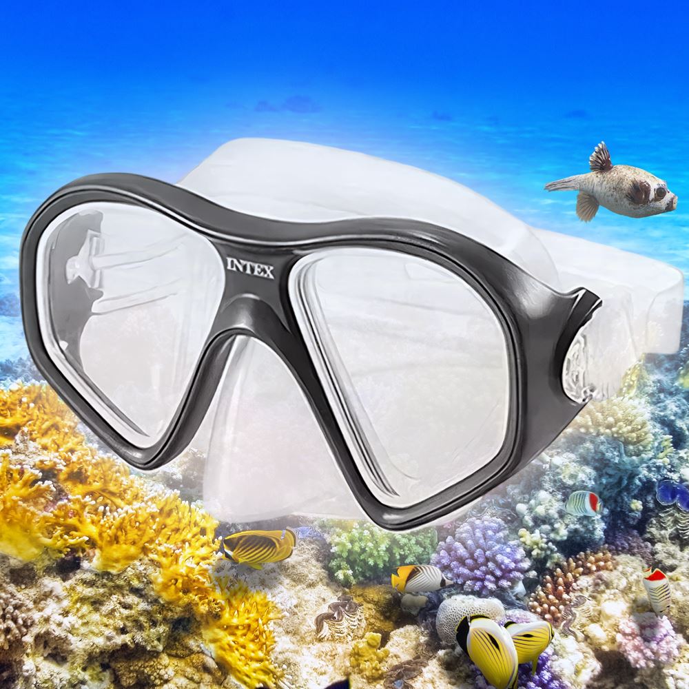 Masque de Plongée Intex Reef Rider 55977 Lentille Polycarbonate et Sangle Réglable - قناع الغوص والسباحة الاحترافي - 1
