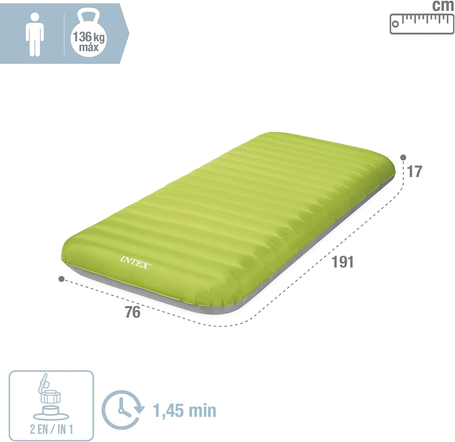 Matelas de Camping Gonflable Intex 64097NP - Technologie Fiber-Tech avec Pompe USB150 - مرتبة التخييم الهوائية "إنتكس" الفردية فائقة الخفة مع مضخة 2