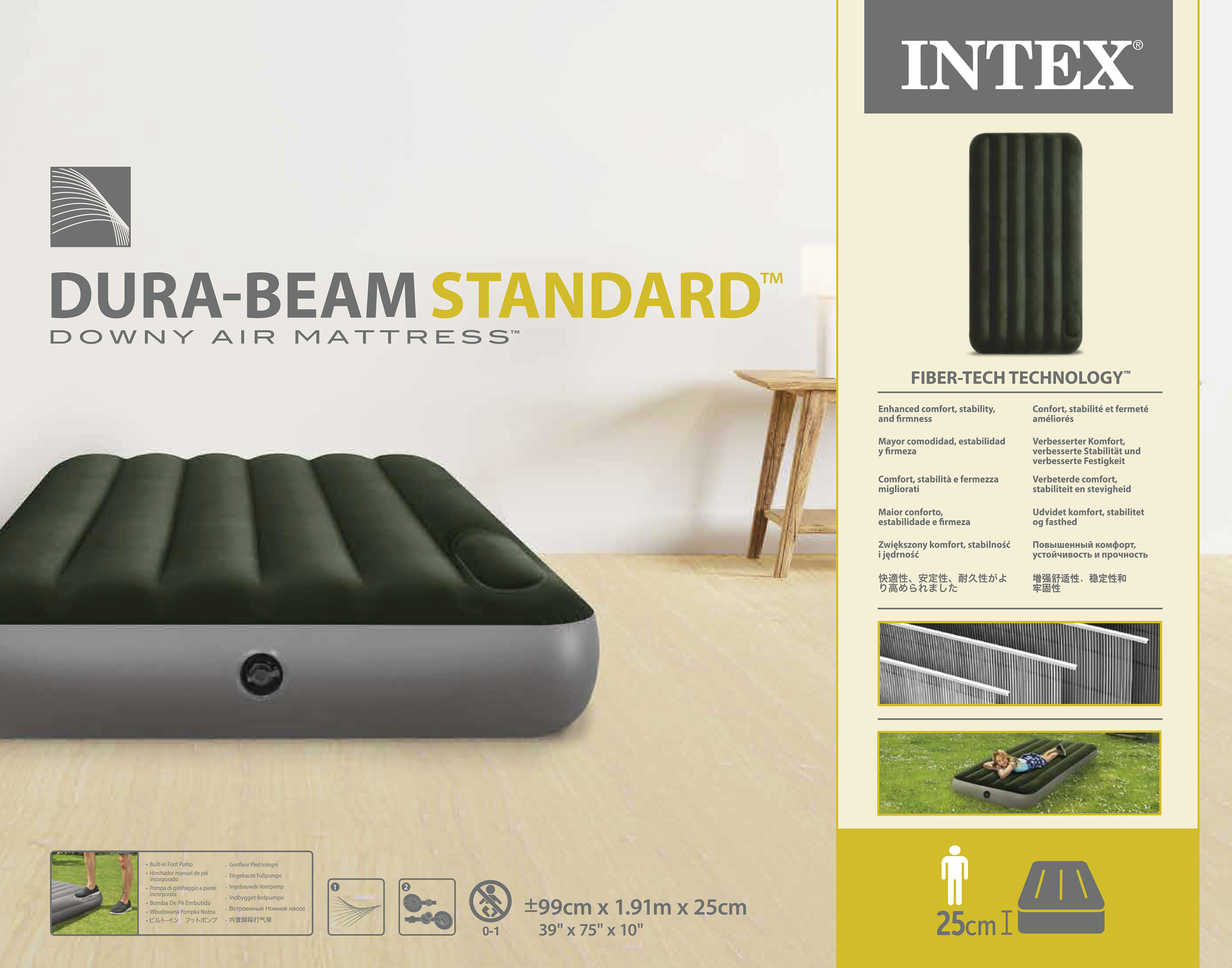 Matelas Gonflable Technologie Fiber-Tech avec Pompe à Pied Intégrée Intex 64761 - فرشة إنتكس الهوائية الكلاسيكية الفردية بمضخة قدم مدمجة 8