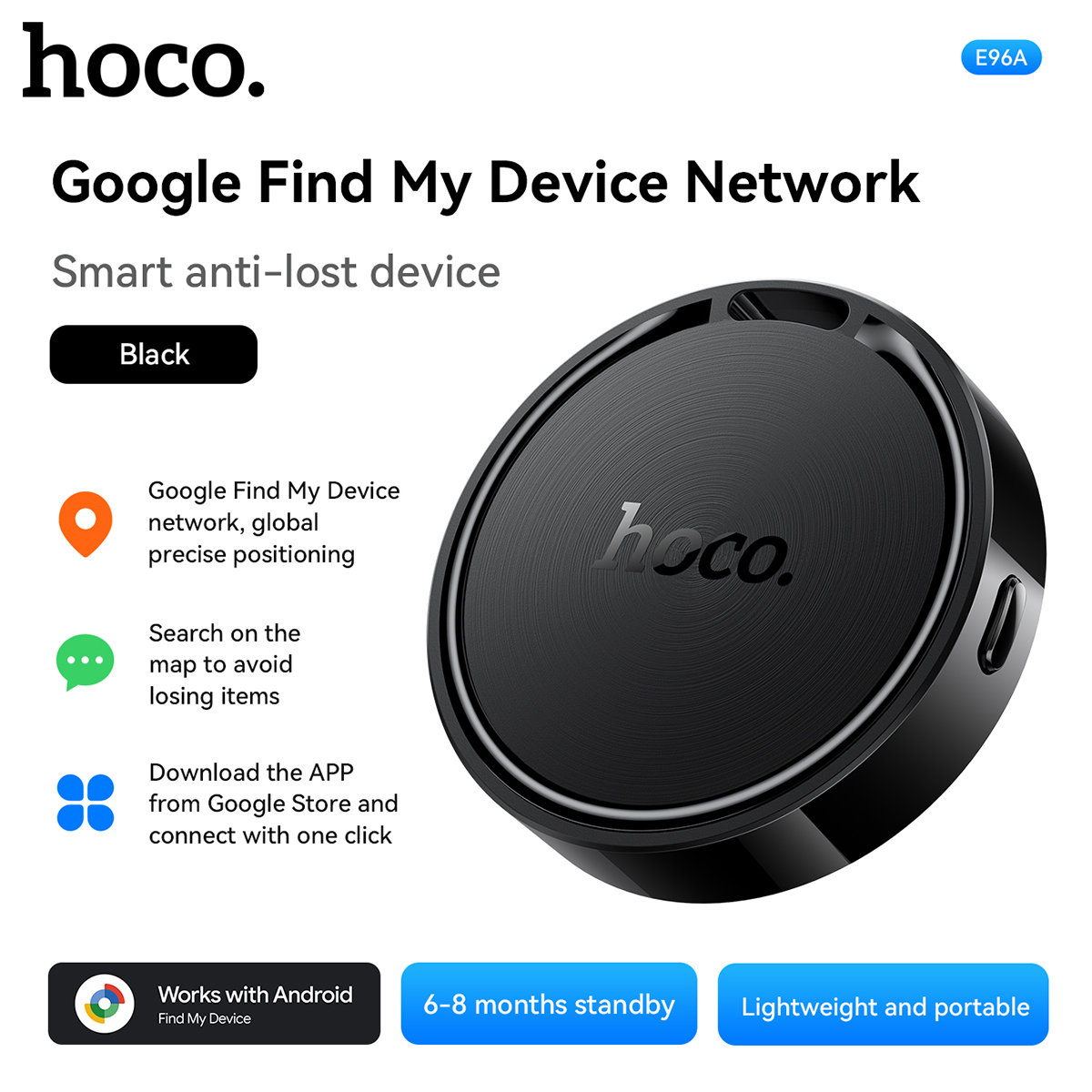 Traceur Intelligent HOCO E96A Android Localisateur Bluetooth via Réseau Google Find My Device - جهاز التتبع ومحدد المواقع الذكي لهواتف أندرويد - 4