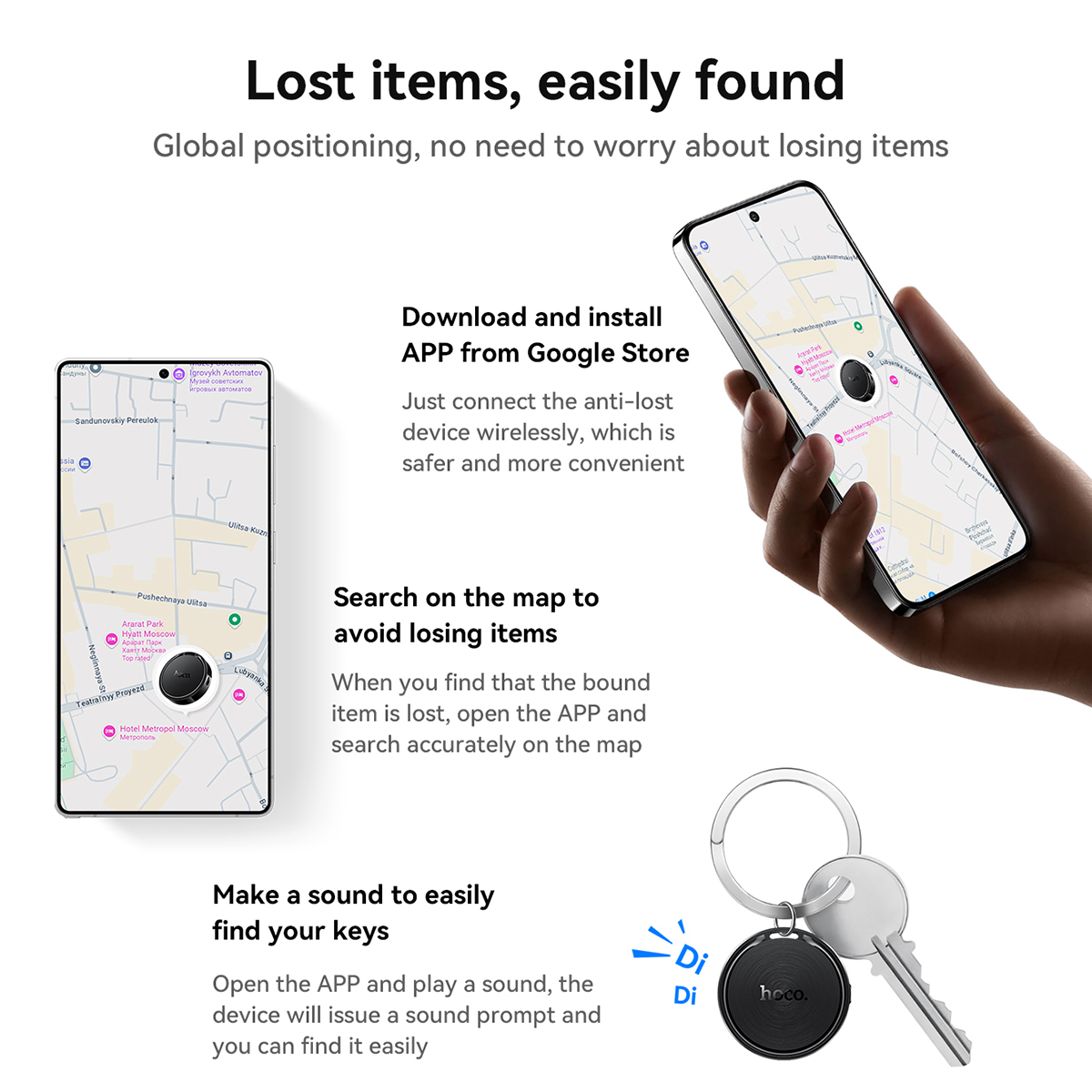 Traceur Intelligent HOCO E96A Android Localisateur Bluetooth via Réseau Google Find My Device - جهاز التتبع ومحدد المواقع الذكي لهواتف أندرويد - 6