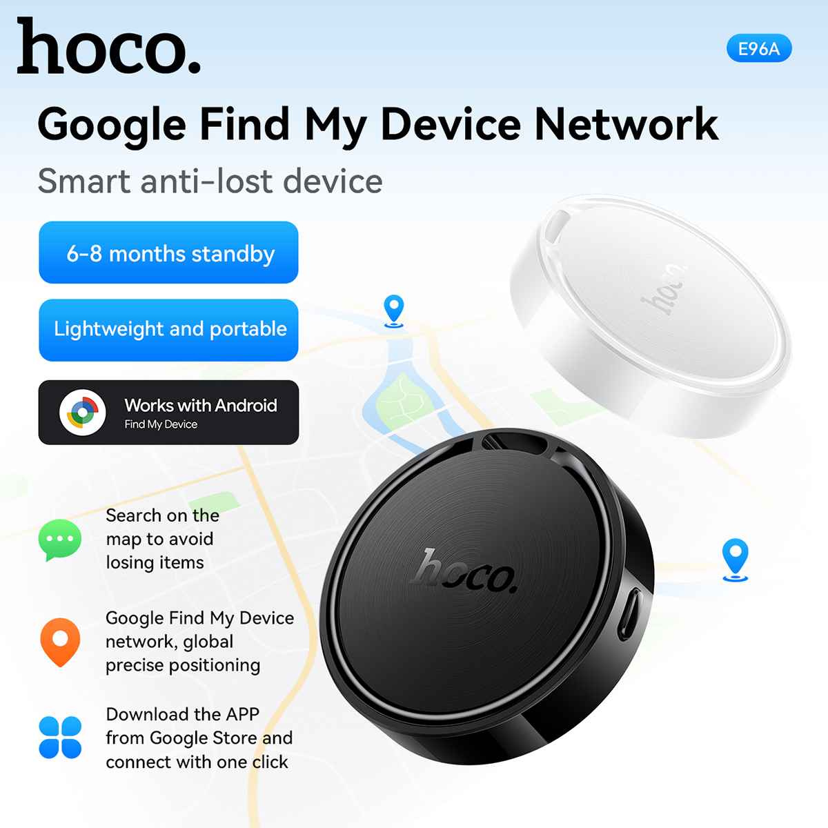 Traceur Intelligent HOCO E96A Android Localisateur Bluetooth via Réseau Google Find My Device - جهاز التتبع ومحدد المواقع الذكي لهواتف أندرويد - 9