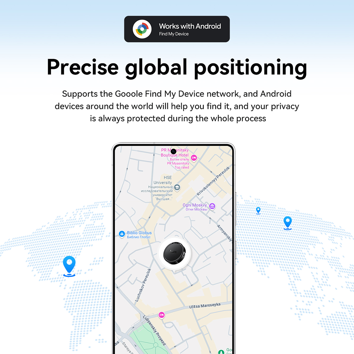 Traceur Intelligent HOCO E96A Android Localisateur Bluetooth via Réseau Google Find My Device - جهاز التتبع ومحدد المواقع الذكي لهواتف أندرويد - 7