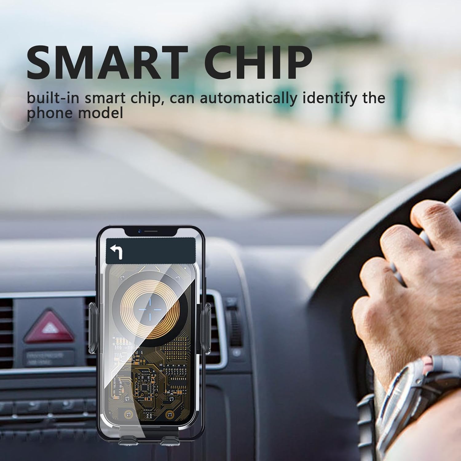 Support Auto Chargeur Sans Fil Qi 15W avec Capteur Intelligent - شاحن وحامل الهاتف اللاسلكي الذكي للسيارات - 3