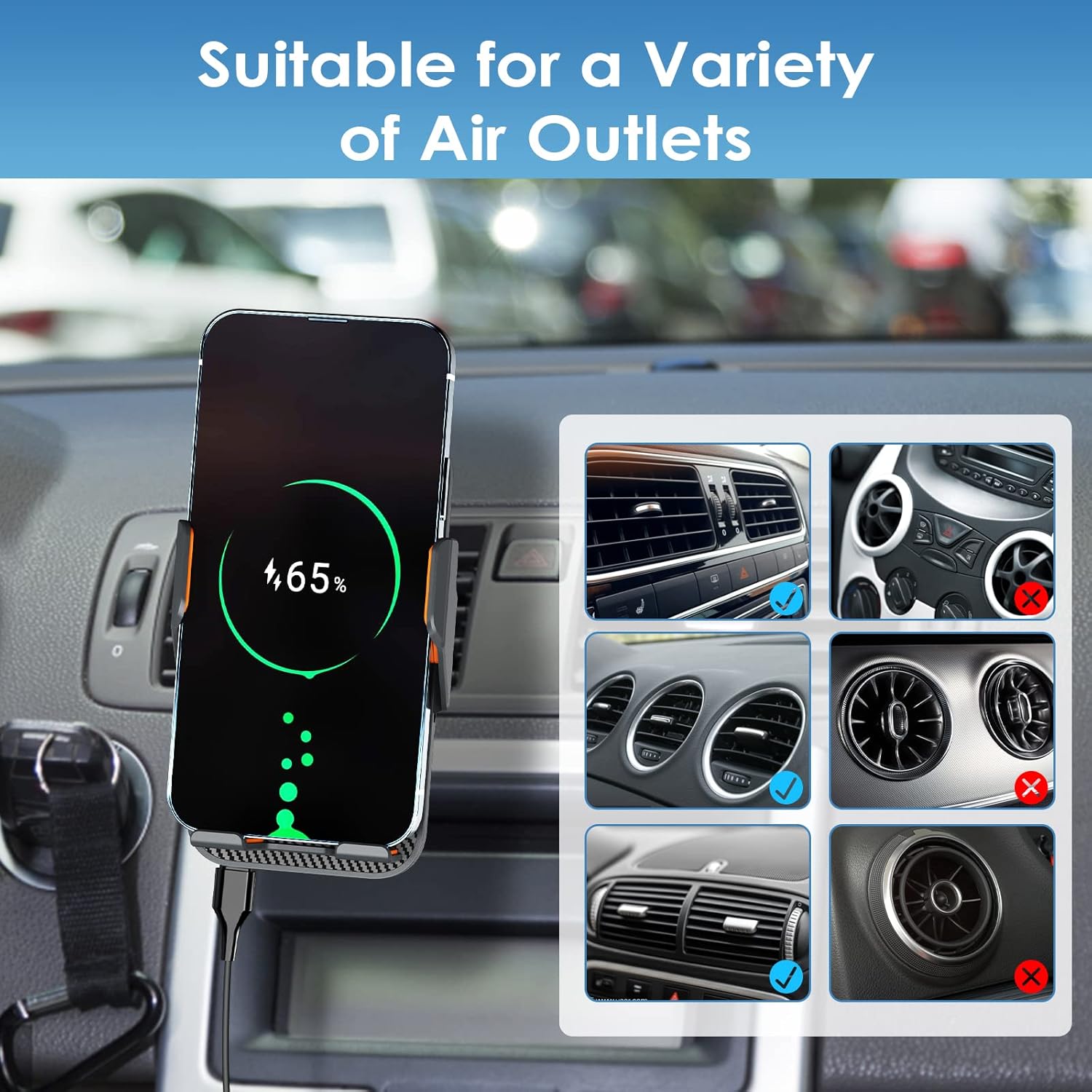 Support Auto Chargeur Sans Fil Qi 15W avec Capteur Intelligent - شاحن وحامل الهاتف اللاسلكي الذكي للسيارات - 9
