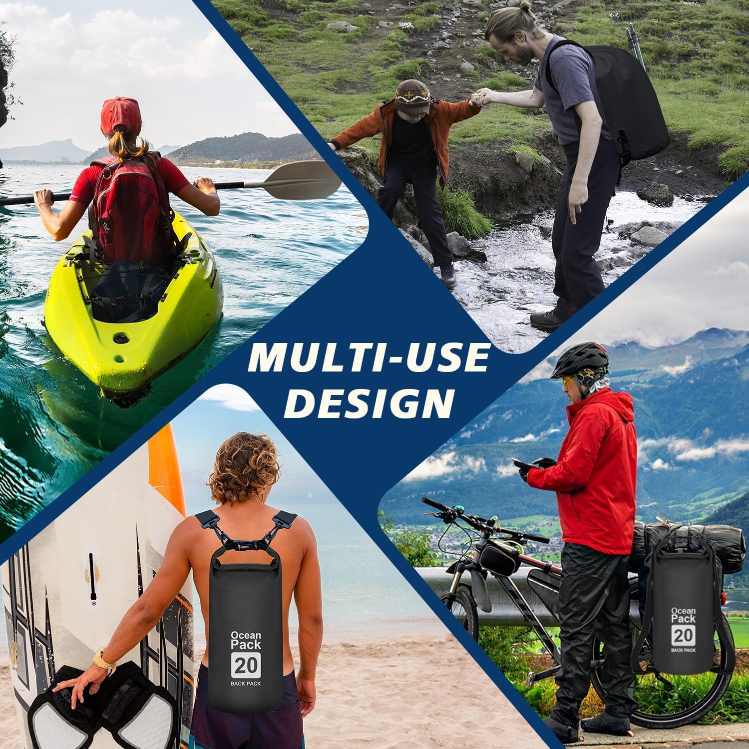 Sac Étanche Ocean Pack 20L Protection Waterproof Totale pour Kayak et Plage - حقيبة الظهر المائية المضادة للماء والتمزق أوشن باك (20 لتر) 13