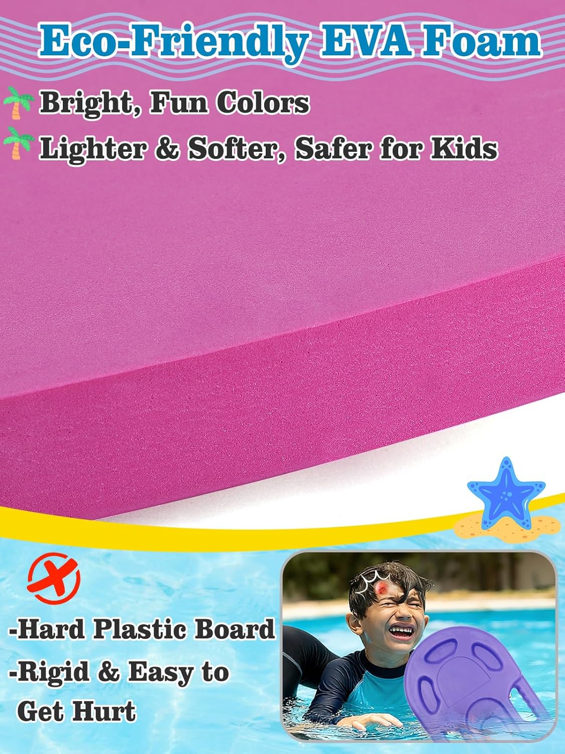 Planche de Natation Kickboard pour Enfants avec Trous de Poignée Ergonomiques - لوح السباحة الإسفنجي للأطفال بمقابض مطورة - 5