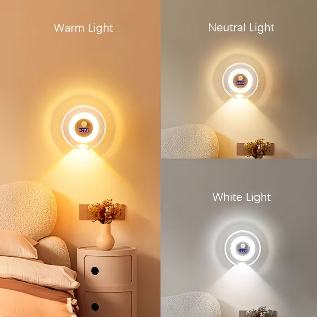 Applique Murale LED Intelligente Avec Capteur de Mouvement Écran Horloge Numérique - مصباح الحائط الذكي بمستشعر حركة وشاشة رقمية لعرض الوقت - 6