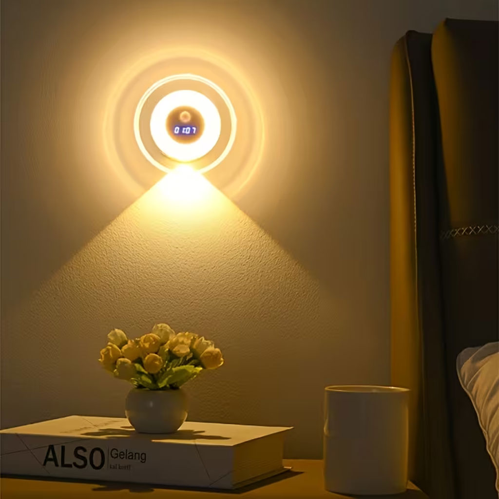Applique Murale LED Intelligente Avec Capteur de Mouvement Écran Horloge Numérique - مصباح الحائط الذكي بمستشعر حركة وشاشة رقمية لعرض الوقت - 7