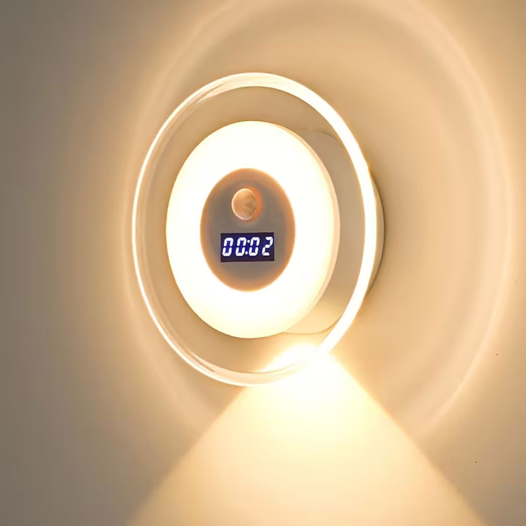 Applique Murale LED Intelligente Avec Capteur de Mouvement Écran Horloge Numérique - مصباح الحائط الذكي بمستشعر حركة وشاشة رقمية لعرض الوقت - 1
