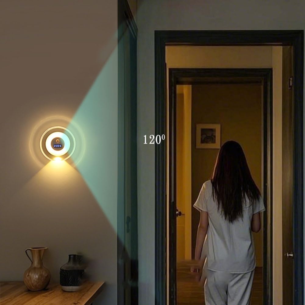 Applique Murale LED Intelligente Avec Capteur de Mouvement Écran Horloge Numérique - مصباح الحائط الذكي بمستشعر حركة وشاشة رقمية لعرض الوقت - 3