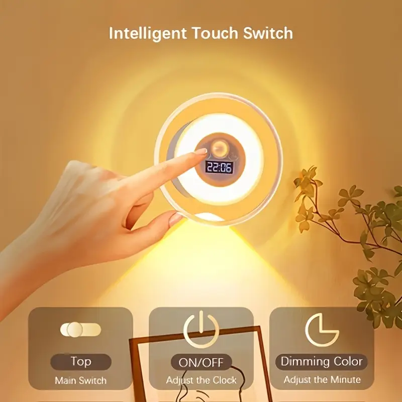 Applique Murale LED Intelligente Avec Capteur de Mouvement Écran Horloge Numérique - مصباح الحائط الذكي بمستشعر حركة وشاشة رقمية لعرض الوقت - 12