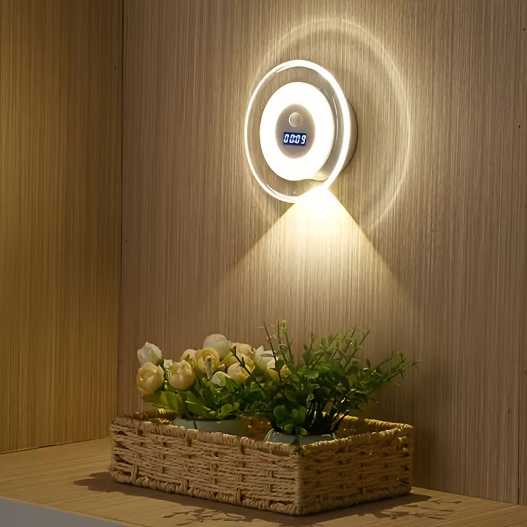 Applique Murale LED Intelligente Avec Capteur de Mouvement Écran Horloge Numérique - مصباح الحائط الذكي بمستشعر حركة وشاشة رقمية لعرض الوقت 2